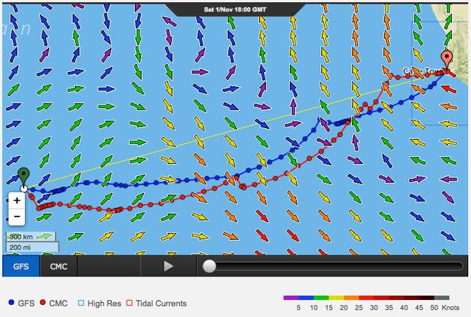 Volvo Ocean Race Leg 1, Day 20 routing for Abu Dhabi Ocean Racing based on position at  1850hrs UTC © PredictWind http://www.predictwind.com